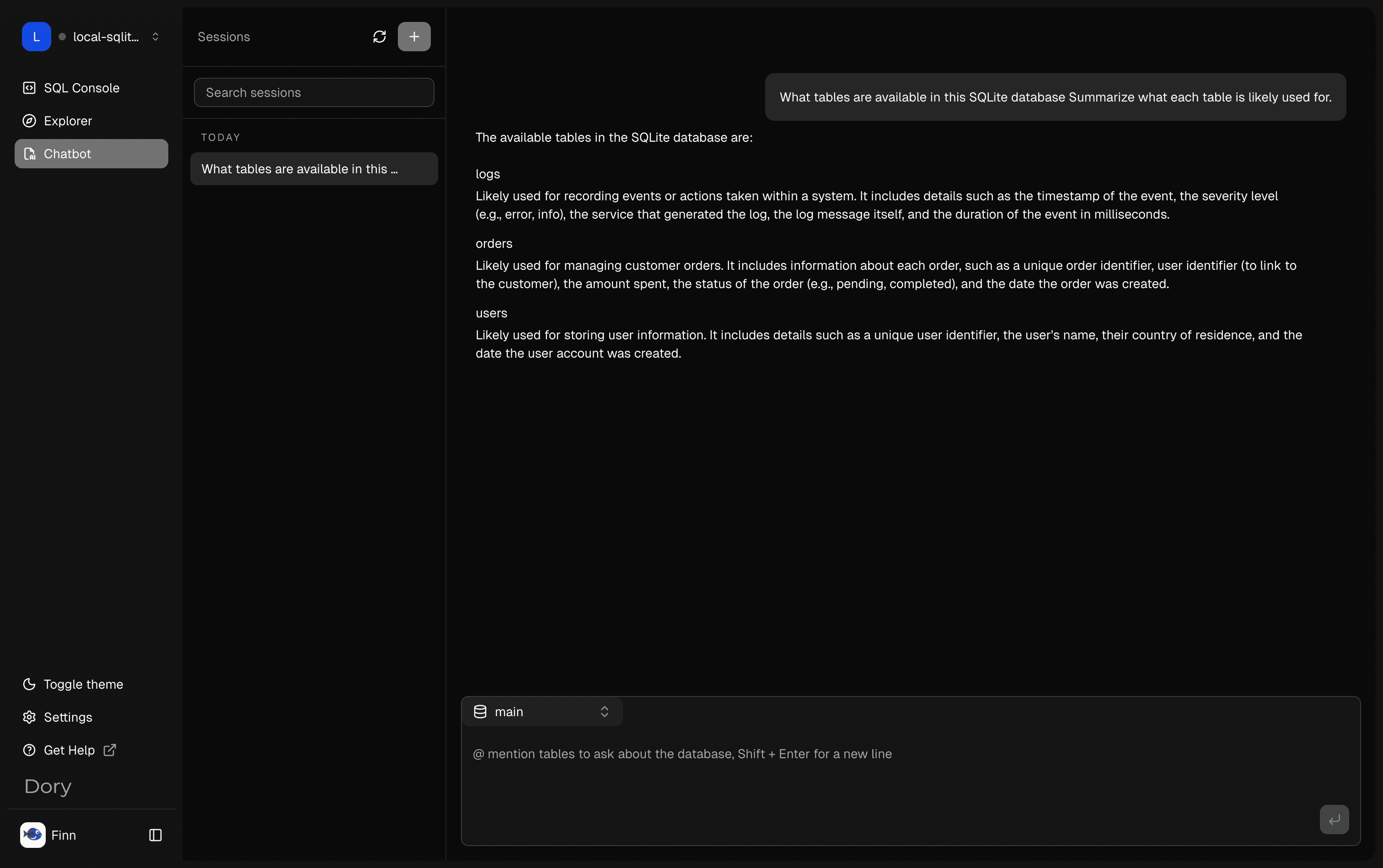 Dory AI Chat question and answer